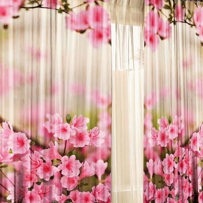 Объёмный фотопринт цветов на шторах