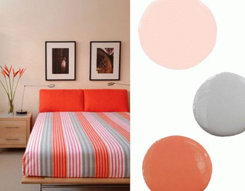 Персиковый цвет в интерьере спальни фото