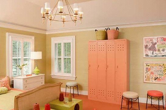 Персиковый цвет в интерьере детской комнаты