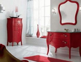 красный цвет в интерьере ванной комнаты 48