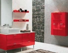 красный цвет в интерьере ванной комнаты 61