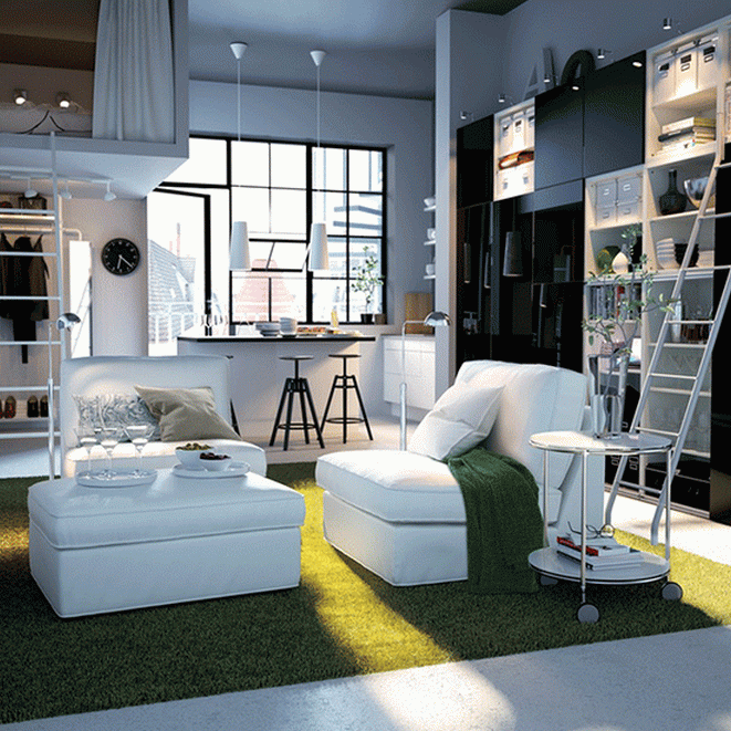Шведский дизайн однокомнатной квартиры