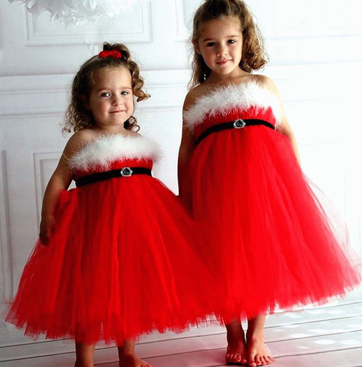 Красные новогодние платья для девочек