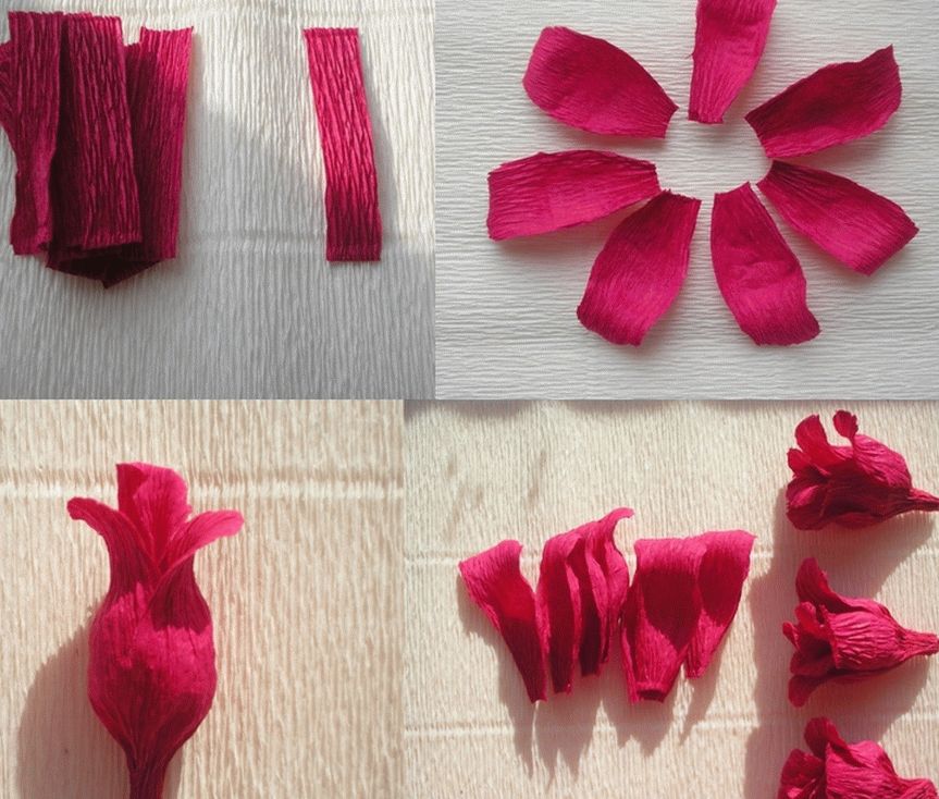 Изготовление цветка розы из гофрированной бумаги пошагово