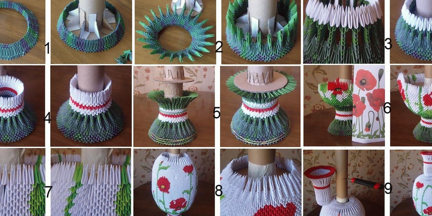 Изготовление вазы в технике модульного оригами