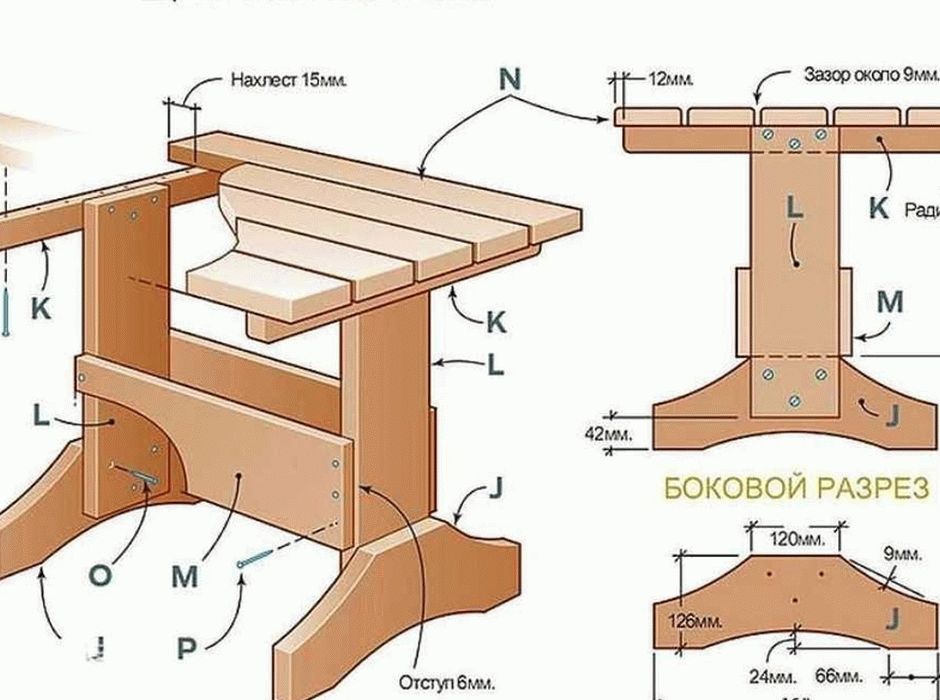Чертежи стола из дерева для бани