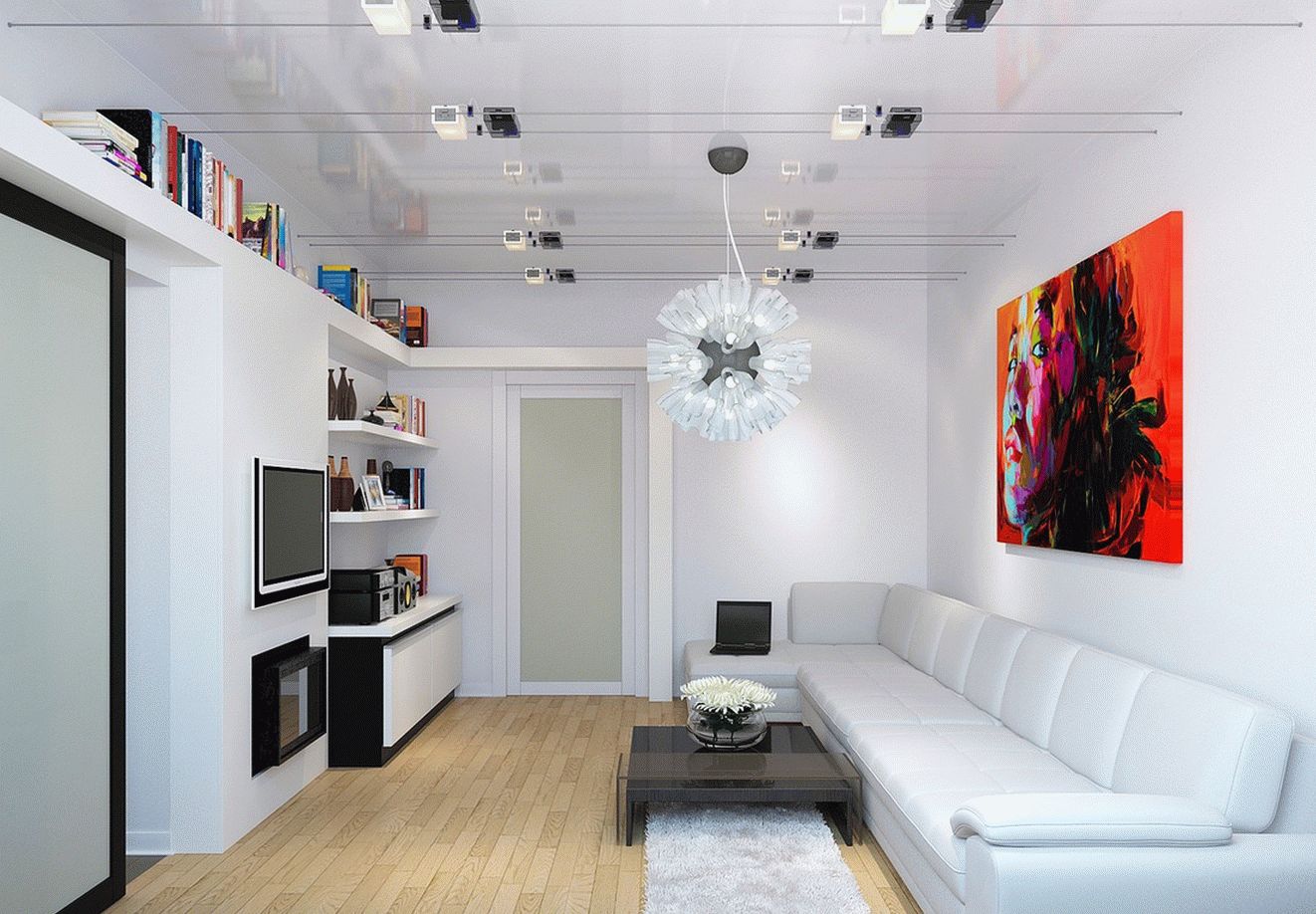 Белый цвет идеально впишется в дизайн маленькой гостиной комнаты