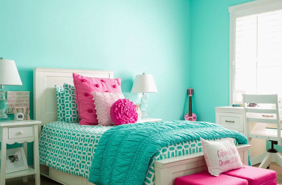 Идеальная спальня в бирюзовом цвете для девочек